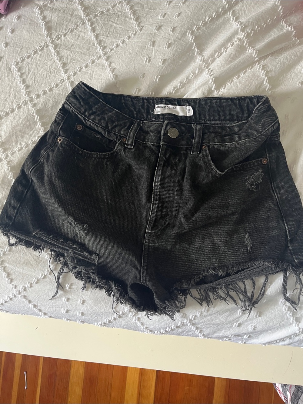 Garage Black Distressed Denim Cutoff Shorts